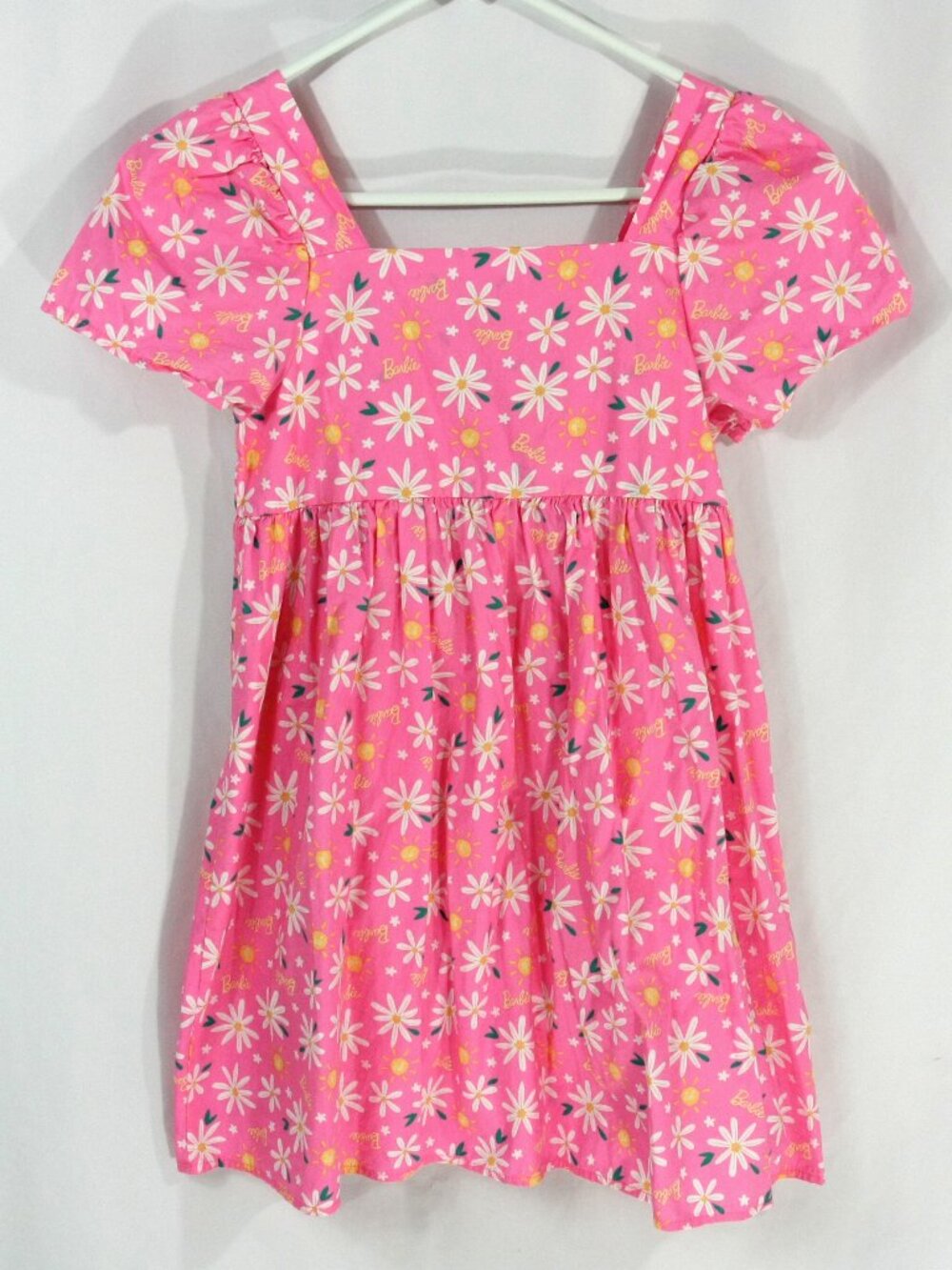 Barbie Mattel Pink Floral Daisy Smocked Cotton Short Sleeve Girls Dress XL